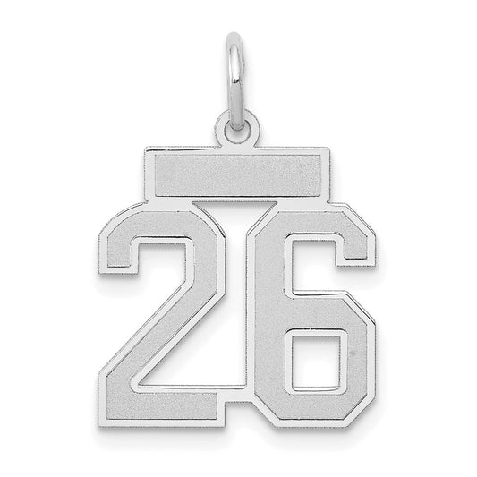 14k White Goldw Small Satin Number 26 Charm