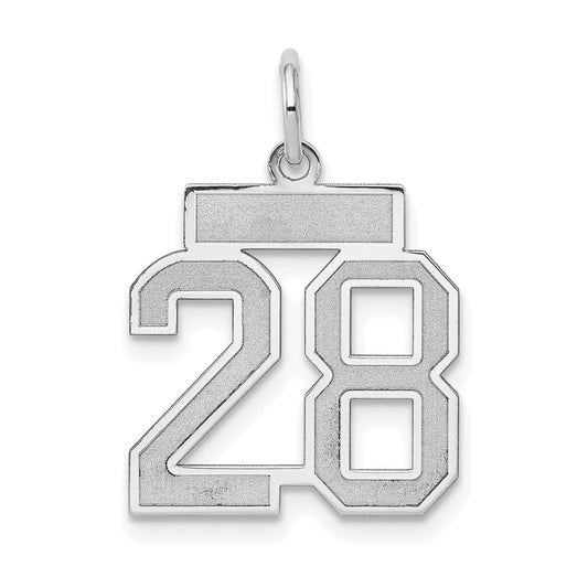 14k White Goldw Small Satin Number 28 Charm