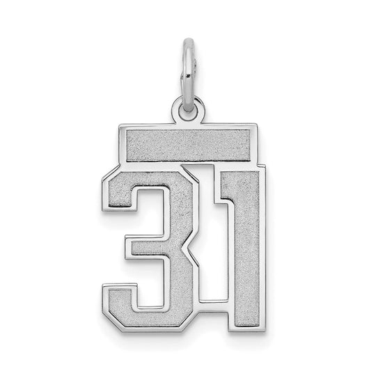 14k White Goldw Small Satin Number 31 Charm