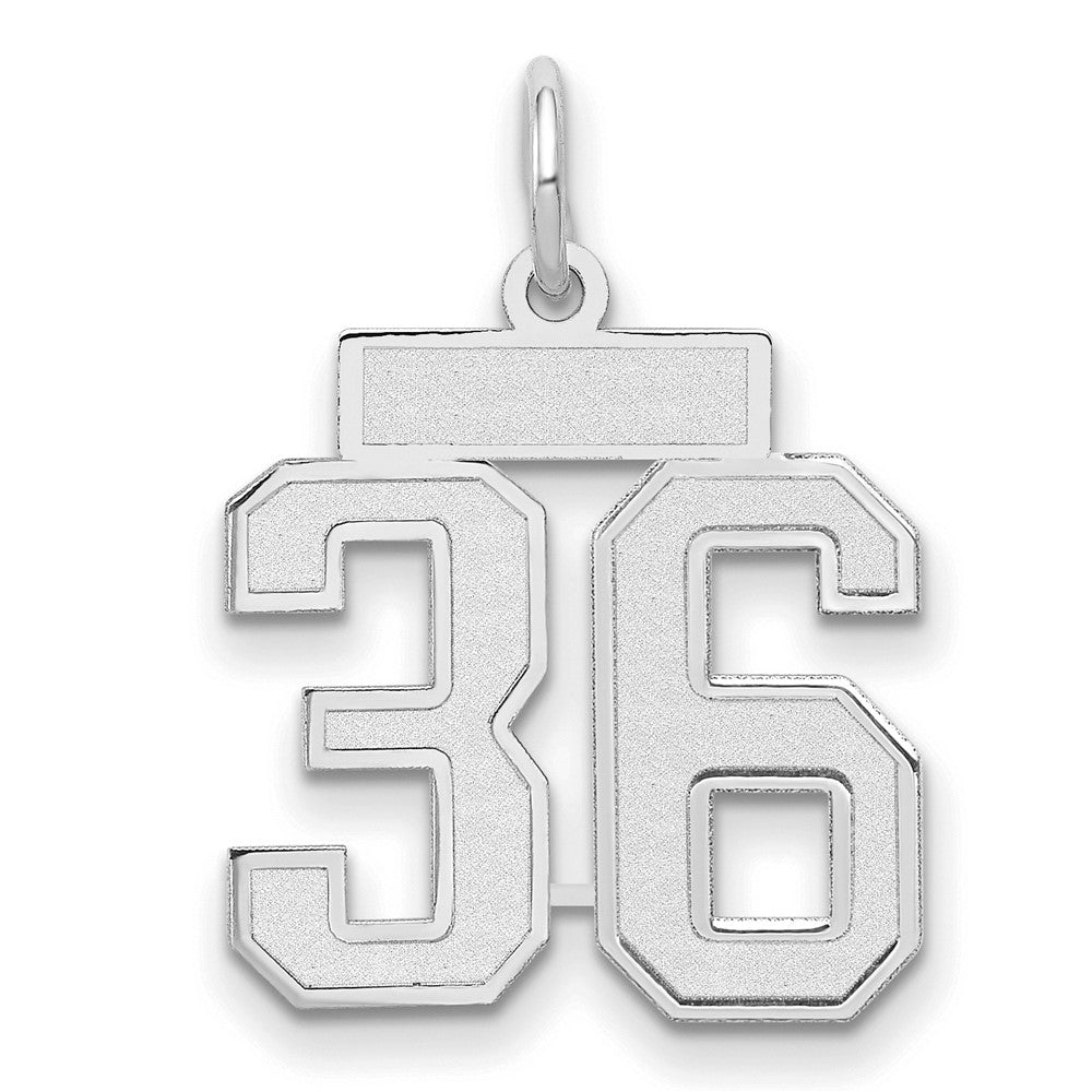 14k White Goldw Small Satin Number 36 Charm