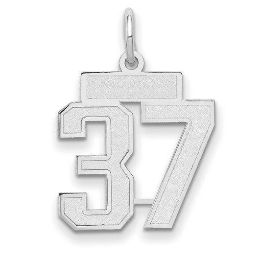 14k White Goldw Small Satin Number 37 Charm