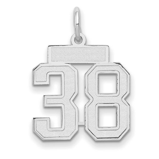 14k White Goldw Small Satin Number 38 Charm