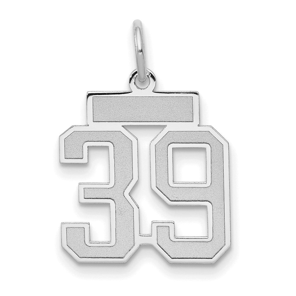 14k White Goldw Small Satin Number 39 Charm