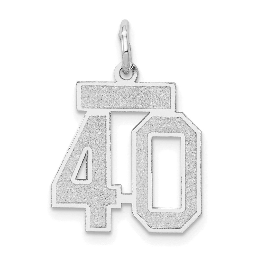 14k White Goldw Small Satin Number 40 Charm