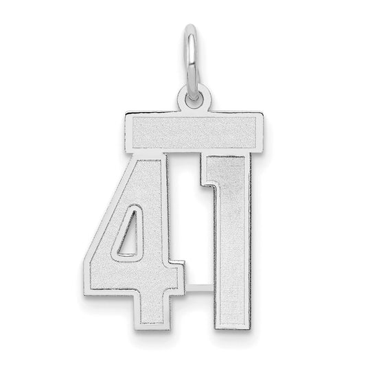 14k White Goldw Small Satin Number 41 Charm