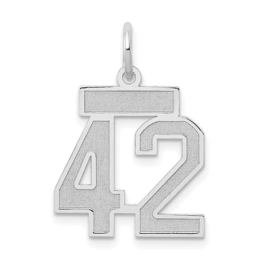 14k White Goldw Small Satin Number 42 Charm