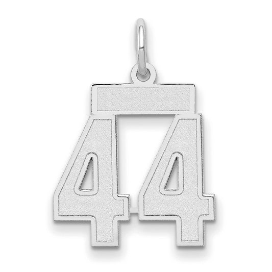 14k White Goldw Small Satin Number 44 Charm