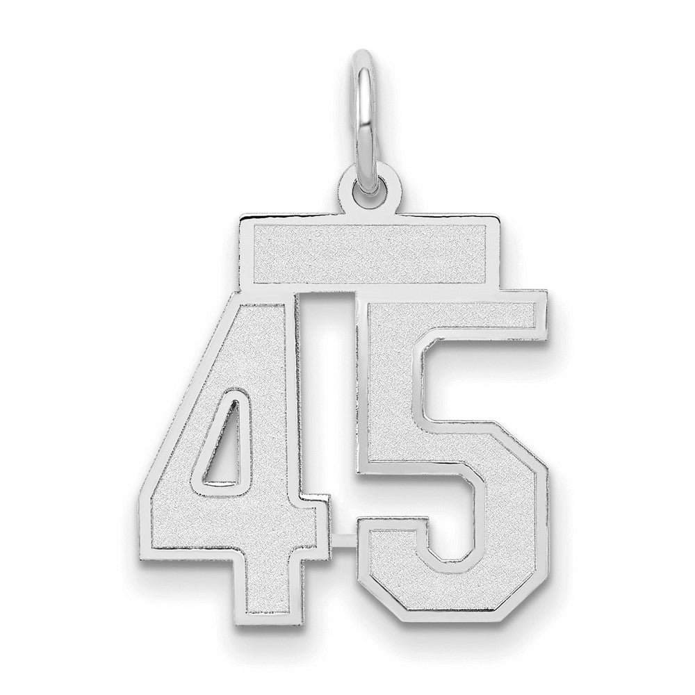 14k White Goldw Small Satin Number 45 Charm