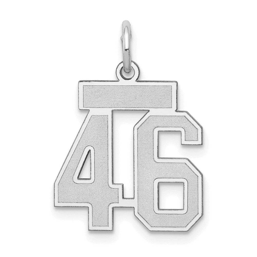 14k White Goldw Small Satin Number 46 Charm