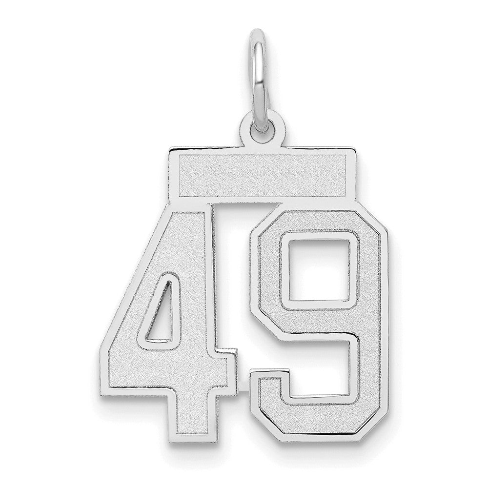 14k White Goldw Small Satin Number 49 Charm