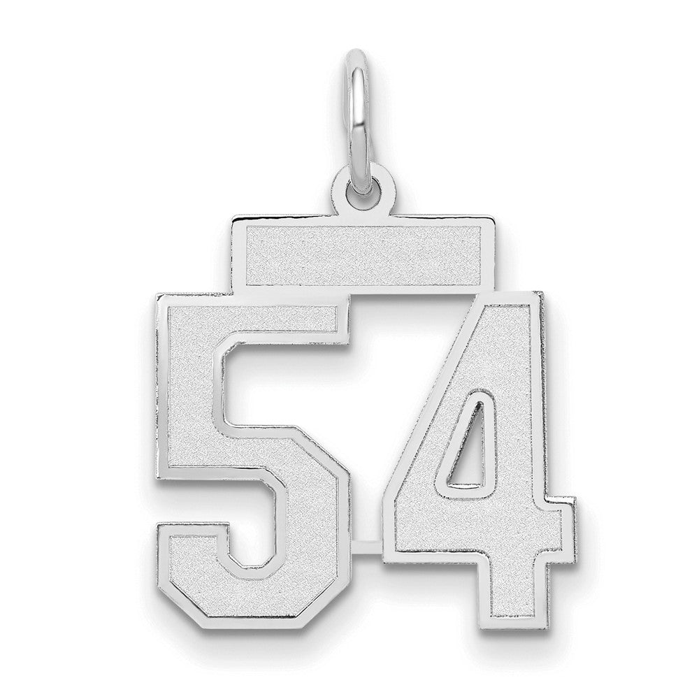 14k White Goldw Small Satin Number 54 Charm