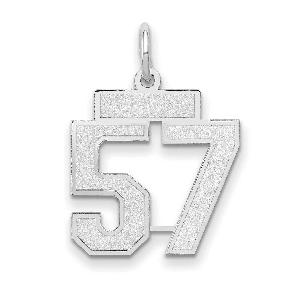 14k White Goldw Small Satin Number 57 Charm