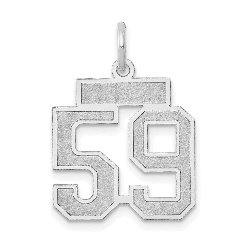 14k White Goldw Small Satin Number 59 Charm