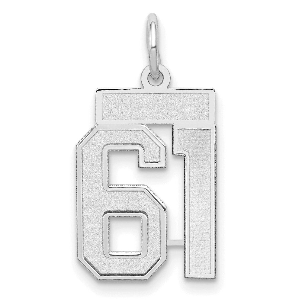 14k White Goldw Small Satin Number 61 Charm