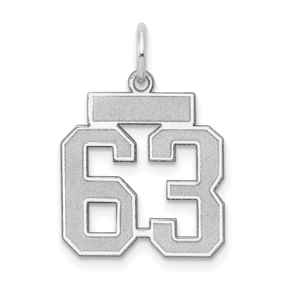 14k White Goldw Small Satin Number 63 Charm