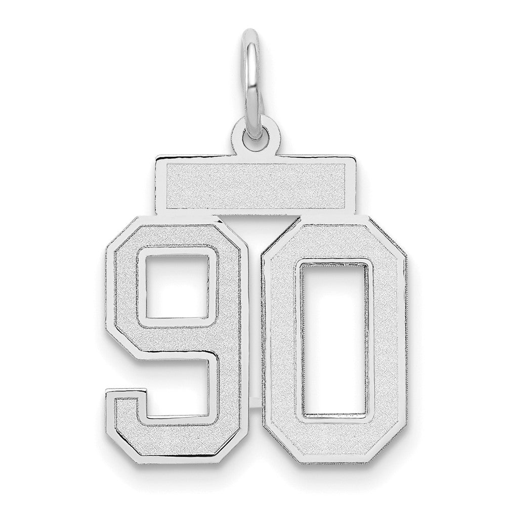 14k White Goldw Small Satin Number 90 Charm