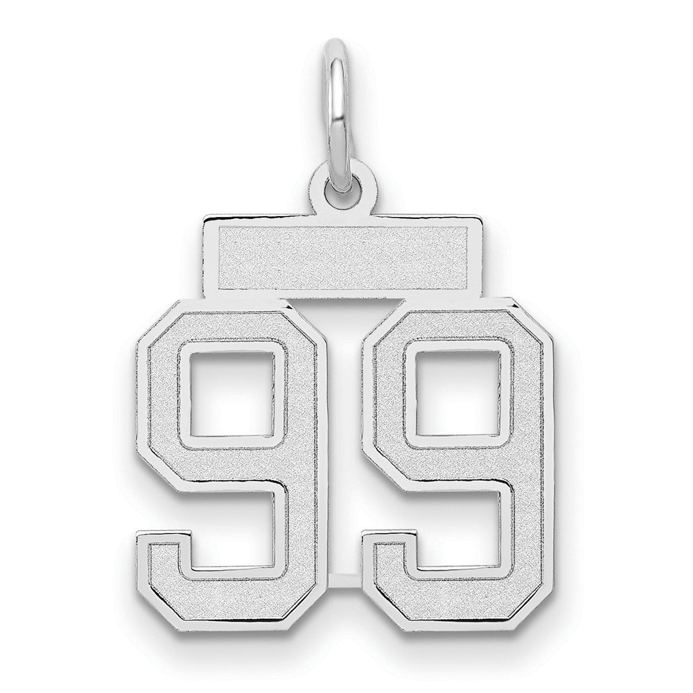 14k White Goldw Small Satin Number 99 Charm