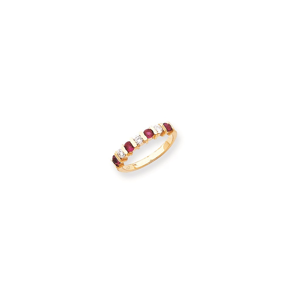 14k Yellow Gold 2.75mm Ruby VS Diamond Anniversary Band