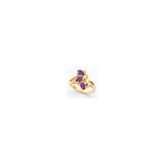 14k Yellow Gold 5x3mm Oval Amethyst AA Diamond ring