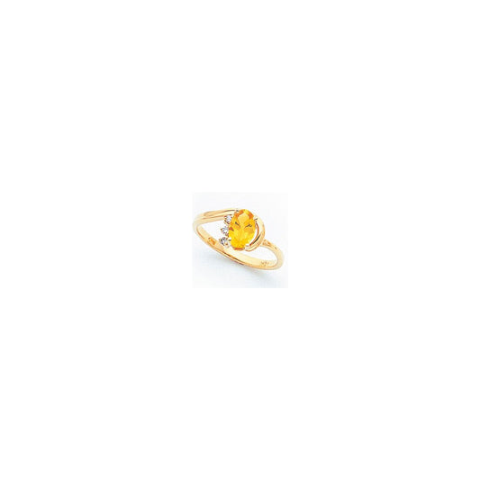 14k Yellow Gold 7x5mm Oval Citrine VS Diamond ring