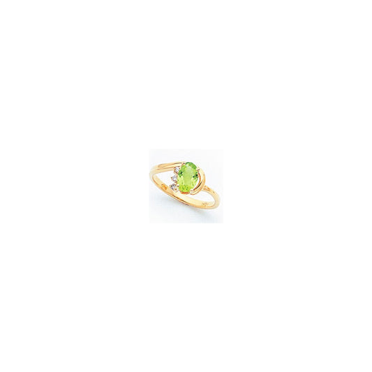 14k Yellow Gold 7x5mm Oval Peridot Checker AA Diamond ring