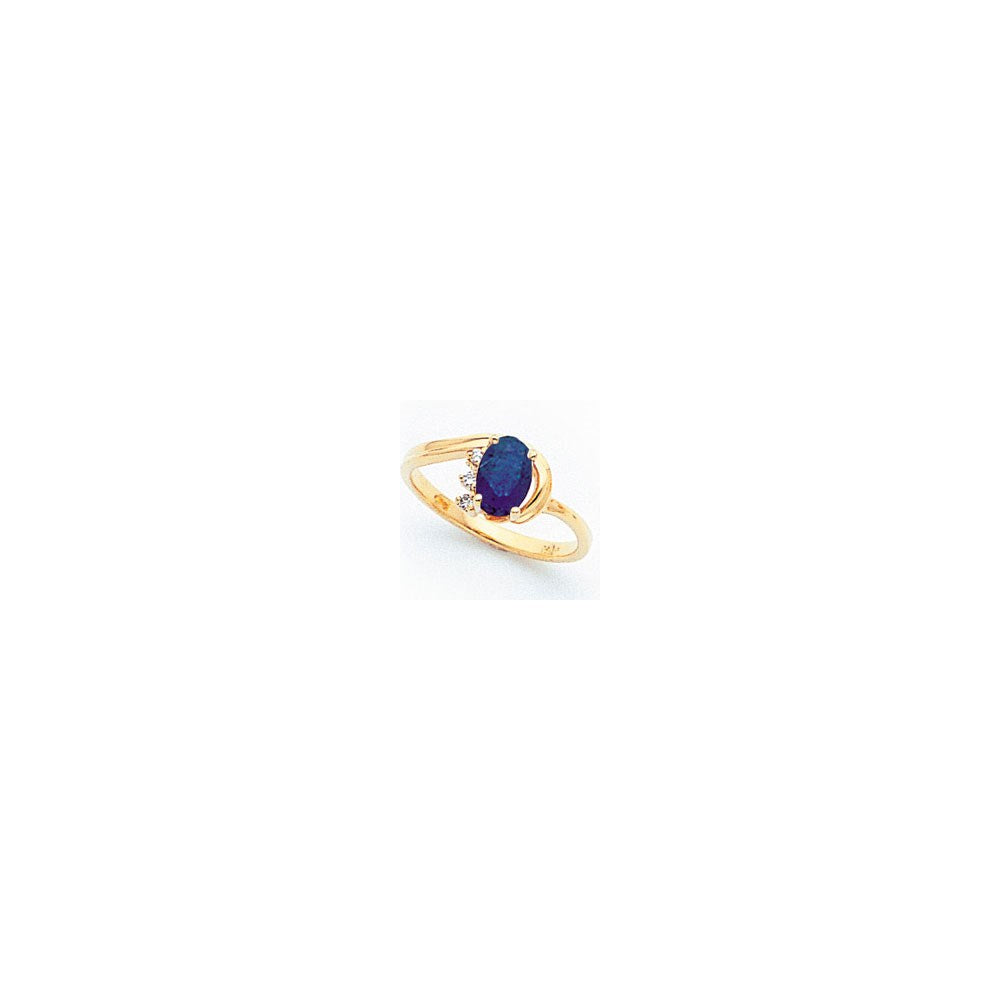 14k Yellow Gold 7x5mm Oval Sapphire AA Diamond ring