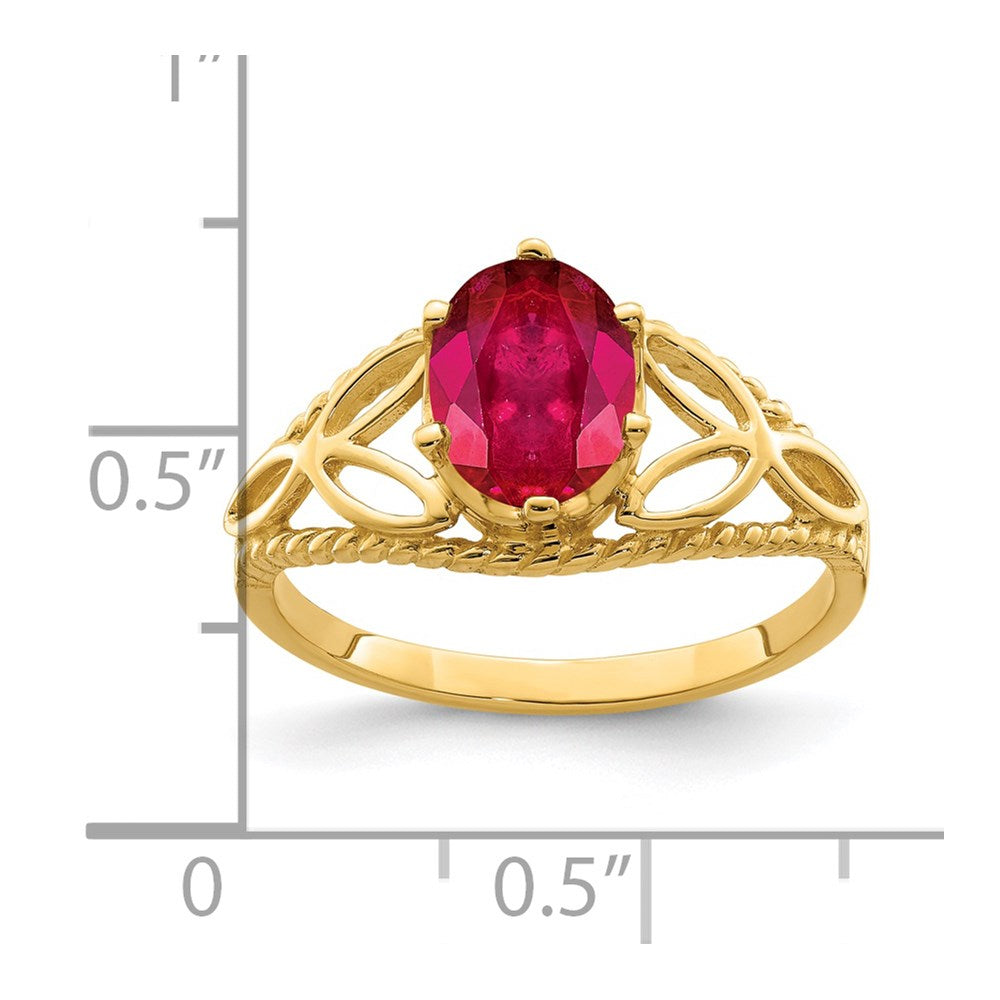 14K Yellow Gold 8x6mm Oval Ruby ring