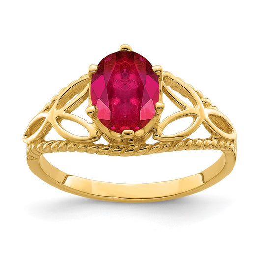 14K Yellow Gold 8x6mm Oval Ruby ring