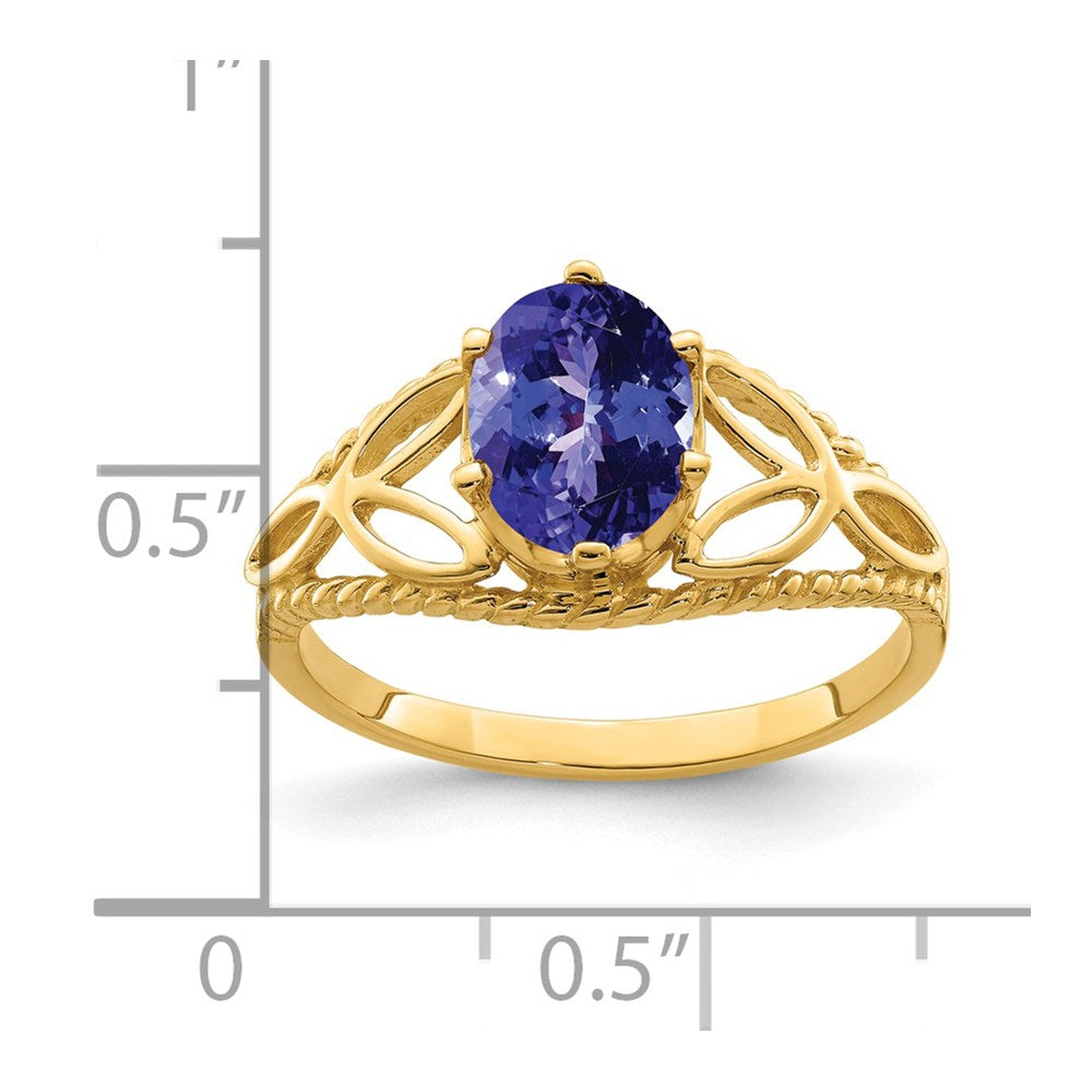 14k Yellow Gold 8x6mm Oval Tanzanite ring