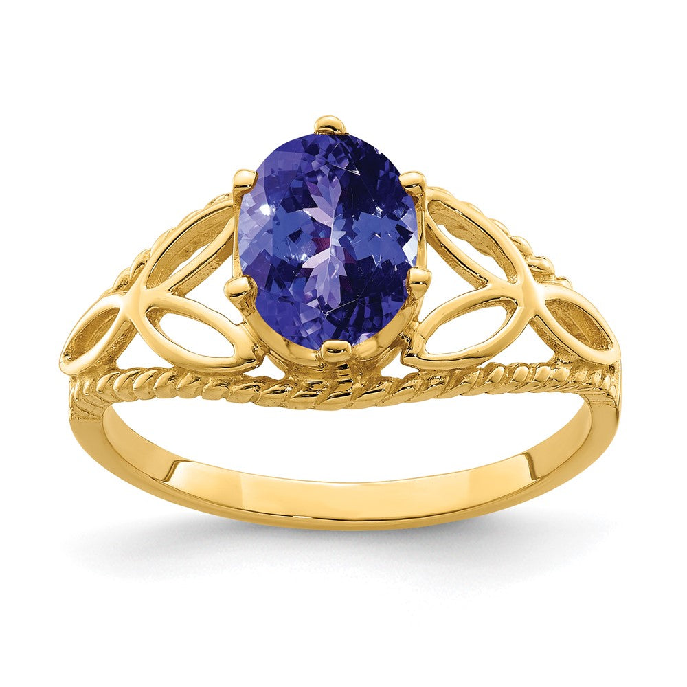 14k Yellow Gold 8x6mm Oval Tanzanite ring