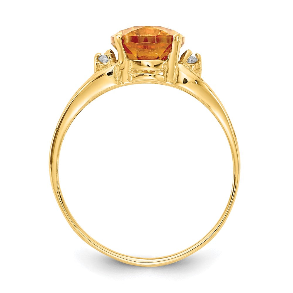 Solid 14k Yellow Gold 9x7mm Oval Simulated Citrine VS CZ Ring