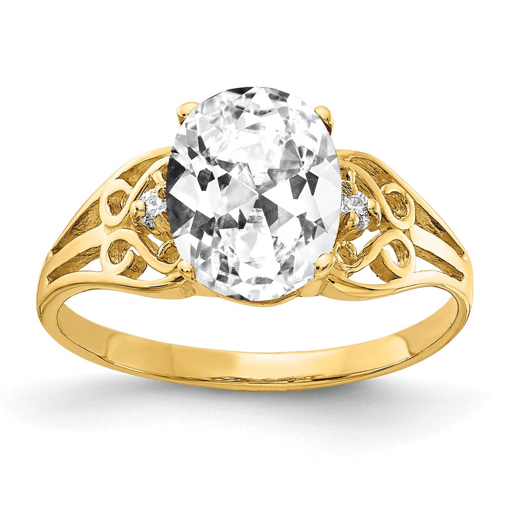14K Yellow Gold 9x7mm Oval Cubic Zirconia VS Real Diamond ring
