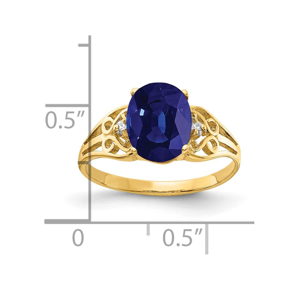 14K Yellow Gold 9x7mm Oval Sapphire A Real Diamond ring