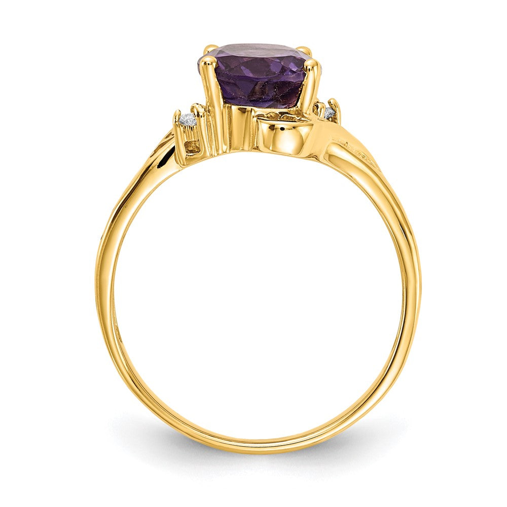 Solid 14k Yellow Gold 9x7mm Oval Simulated Amethyst AA CZ Ring