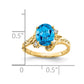 14K Yellow Gold 9x7mm Oval Blue Topaz AA Real Diamond ring