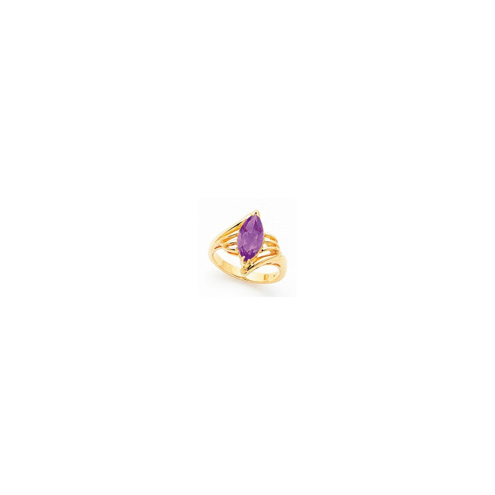 14k Yellow Gold 12x6mm Marquise Amethyst ring