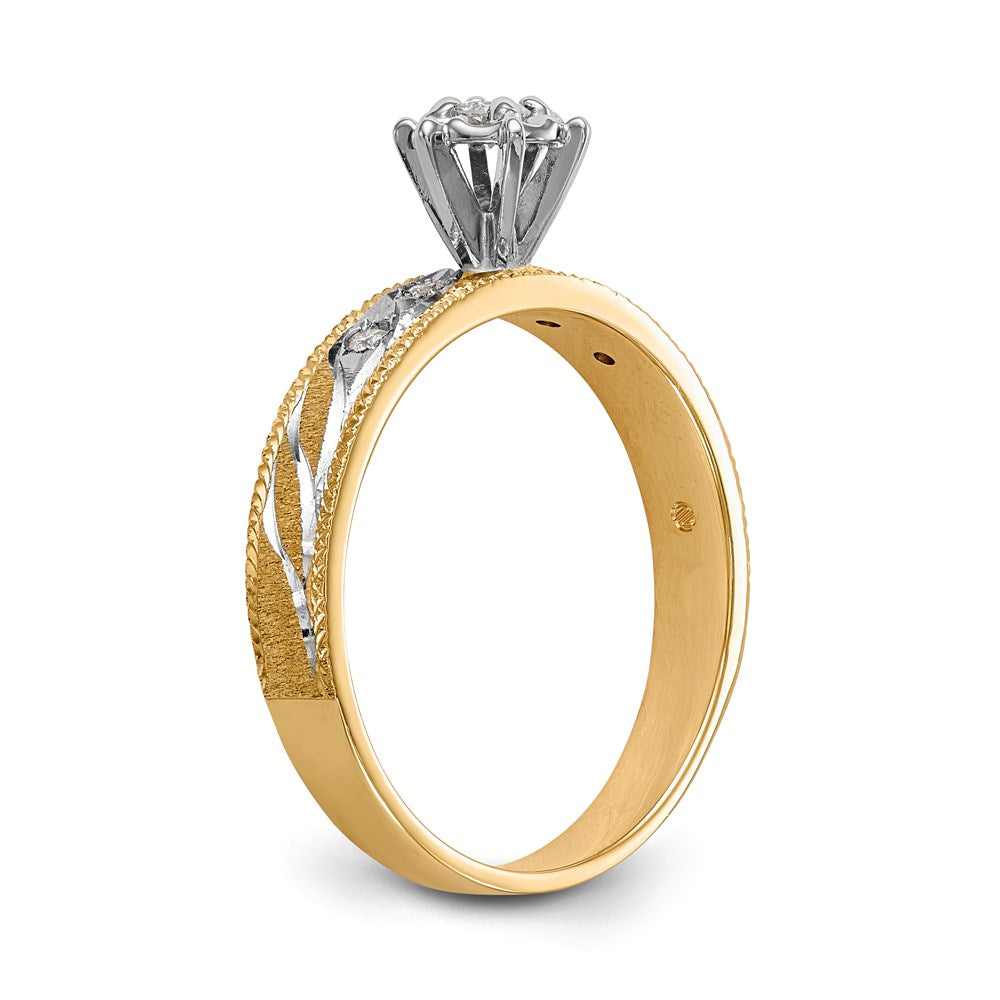 14K Yellow Gold AA Quality Trio Engagement Ring