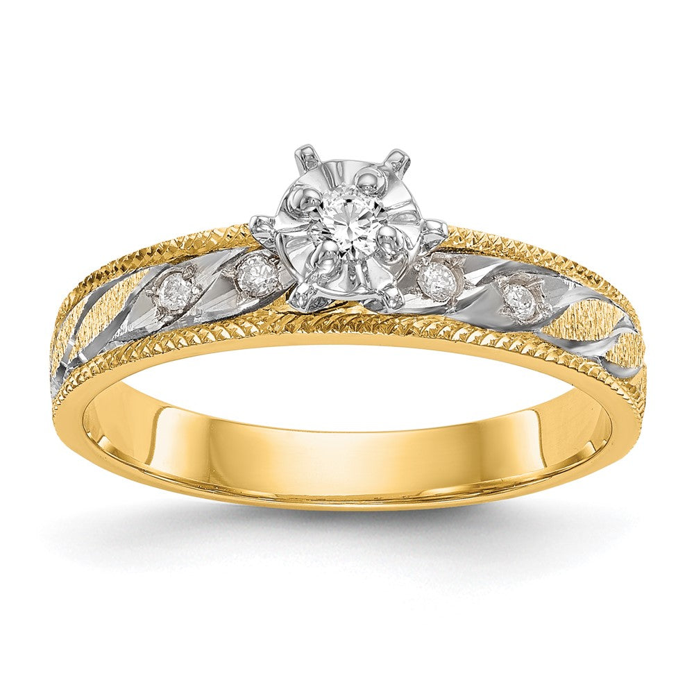 14K Yellow Gold AA Quality Trio Engagement Ring