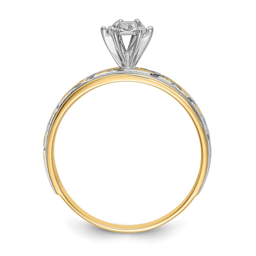 14K Yellow Gold AA Quality Trio Engagement Ring