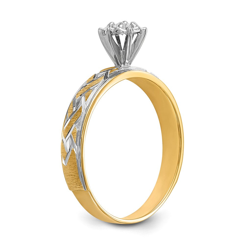 14K Yellow Gold AA Quality Trio Engagement Ring