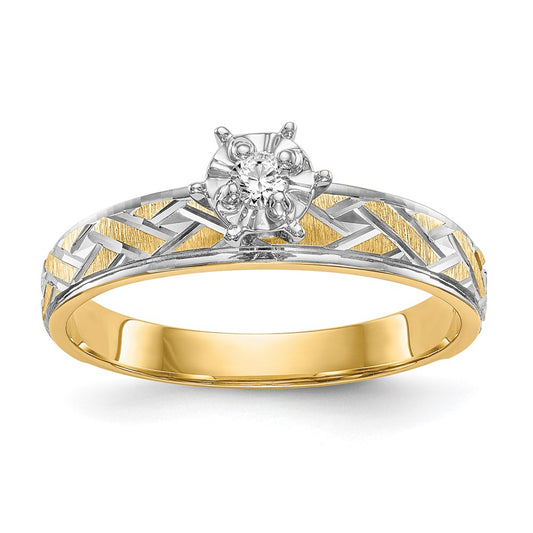 14K Yellow Gold AA Quality Trio Engagement Ring