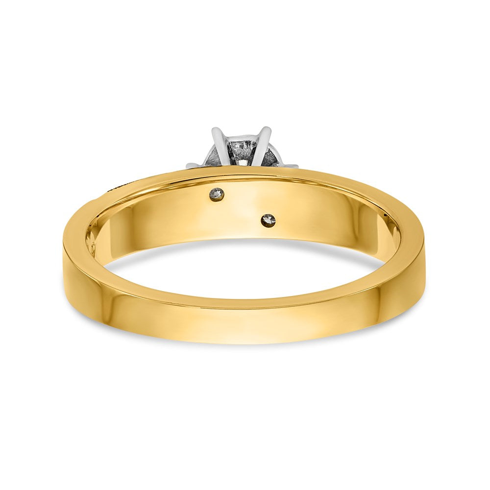 14K Yellow Gold AA Quality Trio Engagement Ring