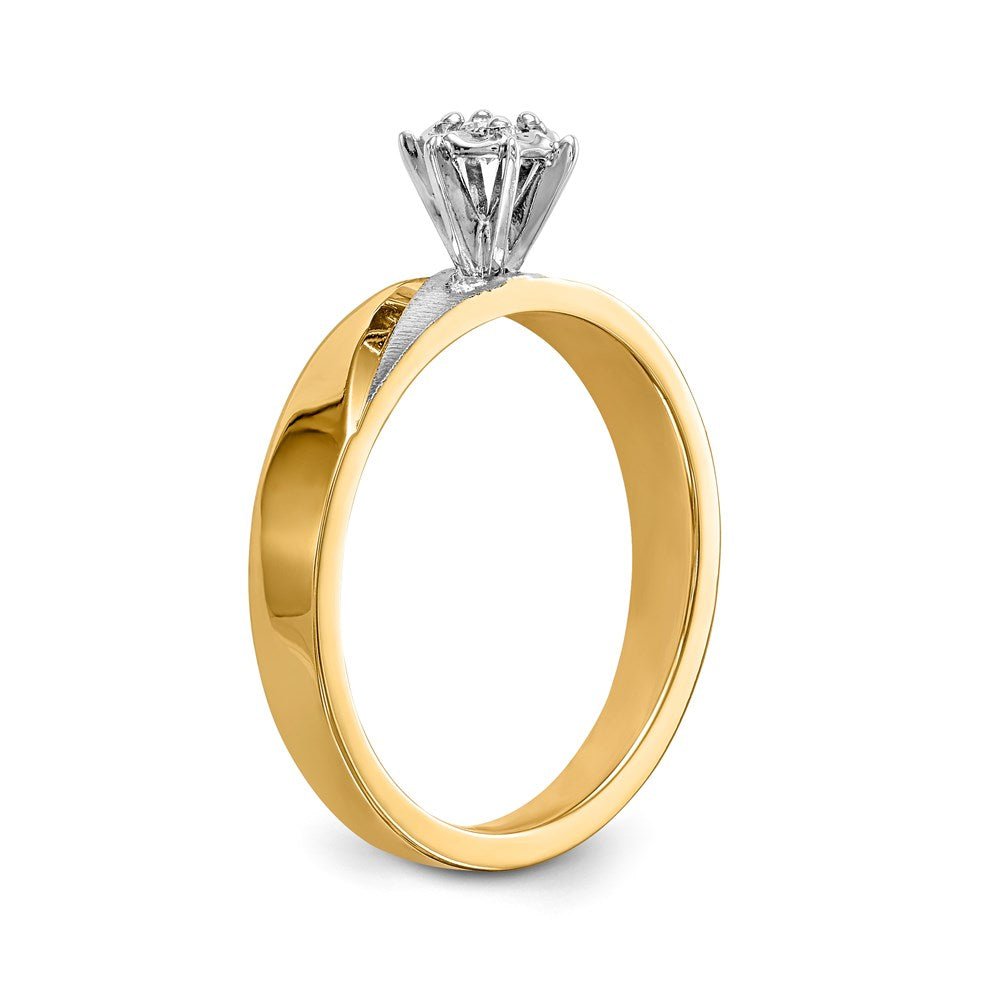 14K Yellow Gold AA Quality Trio Engagement Ring