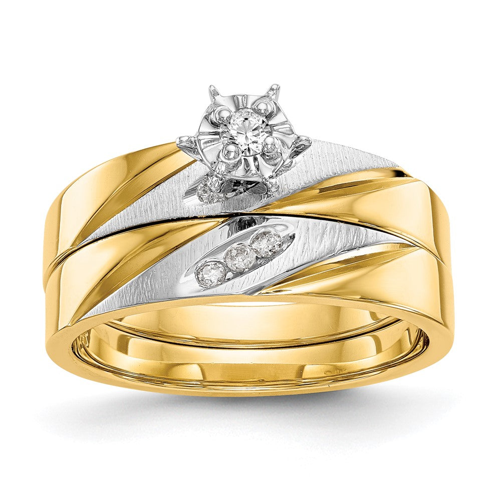 14K Yellow Gold AA Quality Trio Engagement Ring