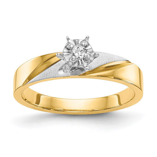 14K Yellow Gold AA Quality Trio Engagement Ring