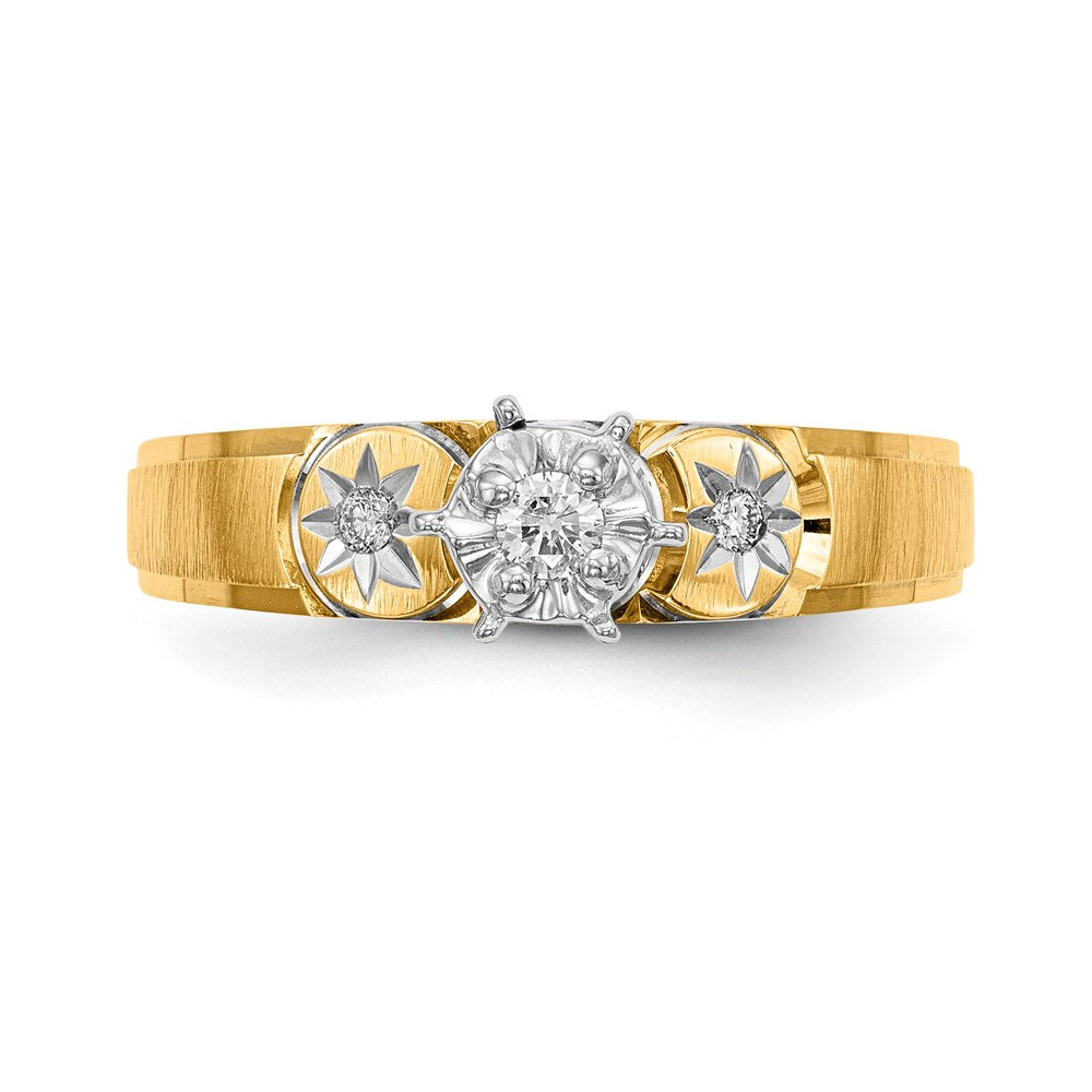 14K Yellow Gold AA Quality Trio Engagement Ring