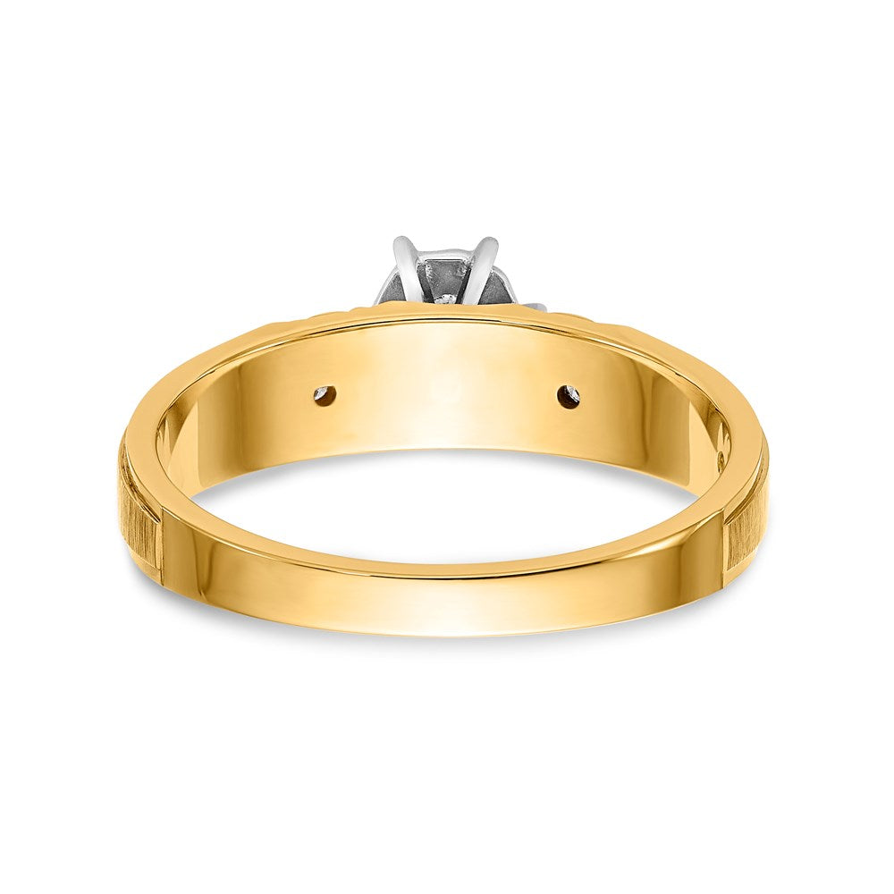 14K Yellow Gold AA Quality Trio Engagement Ring