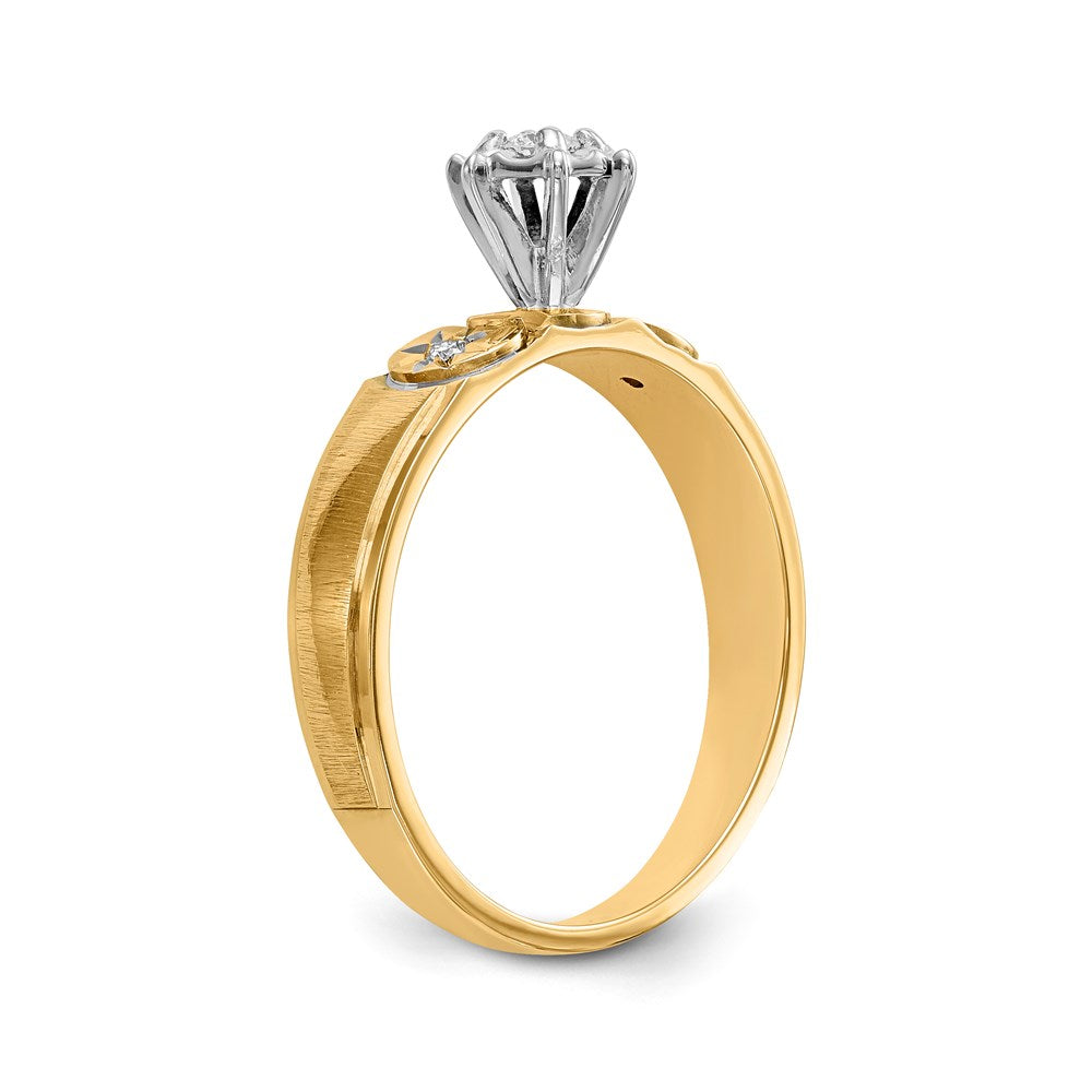 14K Yellow Gold AA Quality Trio Engagement Ring