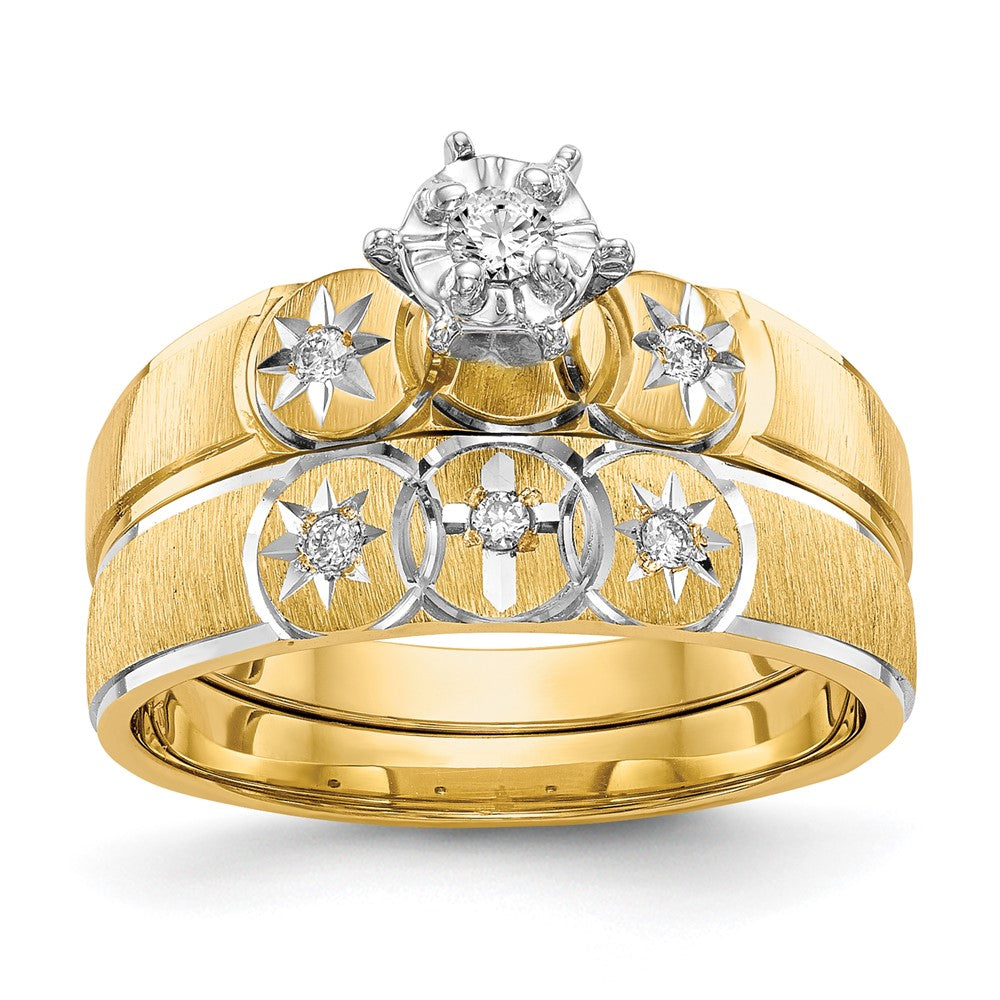 14K Yellow Gold AA Quality Trio Engagement Ring