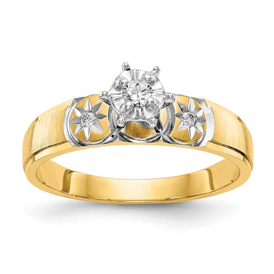 14K Yellow Gold AA Quality Trio Engagement Ring